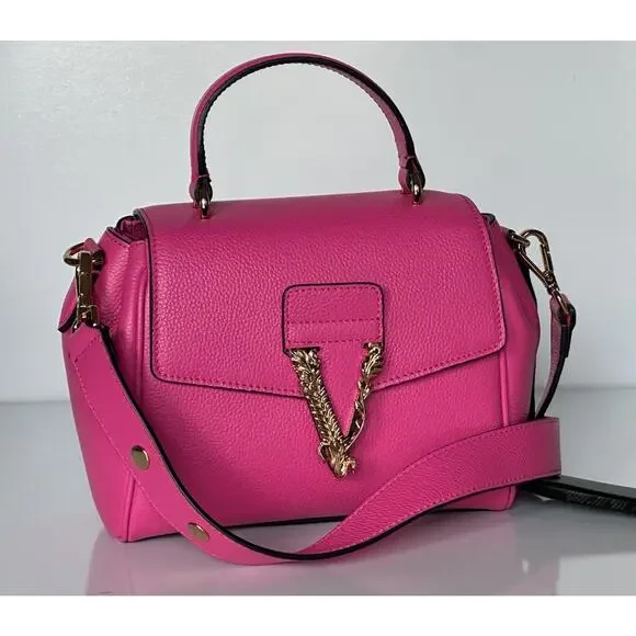Versace Virtus Grainy Calf Small Pink Top Handle Bag 1015556 IT NWT $2100 - Picture 12 of 16